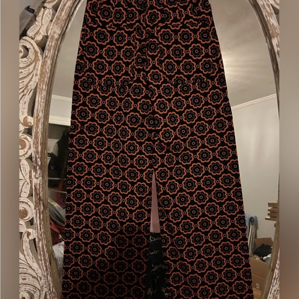 Maeve Black and Rust Floral Cropped Wide-Leg Pants - Picture 10 of 10